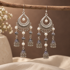 Silver Jhumka Drop Earrings