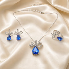 Blue Petal Crystal Jewellery Set