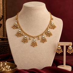 Gold Chandbali Necklace & Earrings Set
