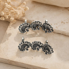 Triple Floral Peacock Ear Cuff