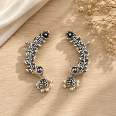 Oxidised Ear Cuff with Pearl Jhumki