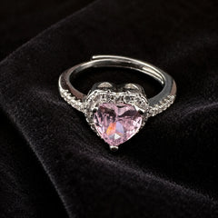 Pink Crystal Heart Ring