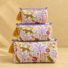 Yellow Jungle Animal 3 Layered Pouches
