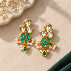 Emerald Pearl Kundan Earrings