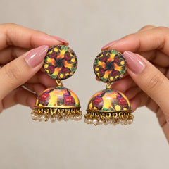 Tribal Print Meenakari Jhumka