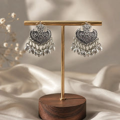 Oxidised Silver Ghungroo Stud Earrings