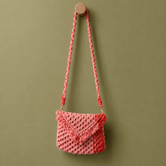 Peach Knot Macrame Bag