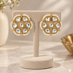 Pearl Petal Kundan Studs