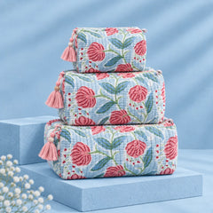 Pink Floral Pouch Set