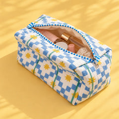 Blue and White Checkered Single Pouch