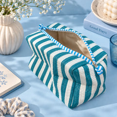 Blue and White Striped Single Pouch