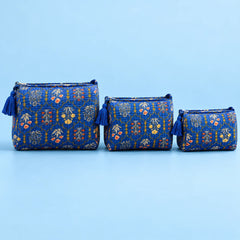 Royal Blue Botanical Pouch Set