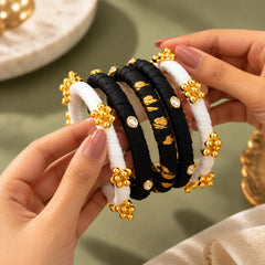 Monochrome Golden Ghungroo Bangle Set
