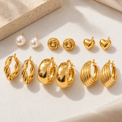 Set of 6 Classic Gold Hoop & Stud Combo