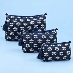 Classic Blue & White Floral Pouch Set