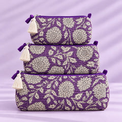 Lavender Blossom Floral Pouch Set
