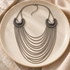 Oxidised Silver Cascade Necklace