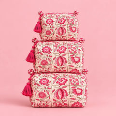 Pink Floral Pouch Set
