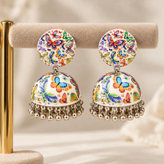 Butterfly Motif Meenakari Jhumkas