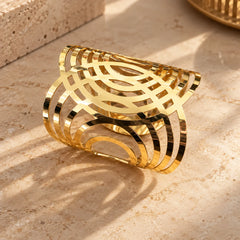 Geometric Cage Gold Cuff Bracelet