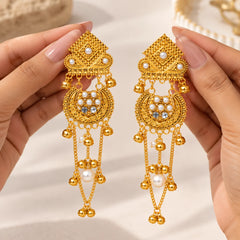 Gold Temple Chain Earrings