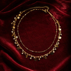 Gold Butterfly Charm Layered Necklace