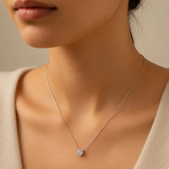 Silver Minimal Pendant Chain Necklace - Silver 925