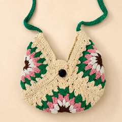 Olive Petal Crochet Bag