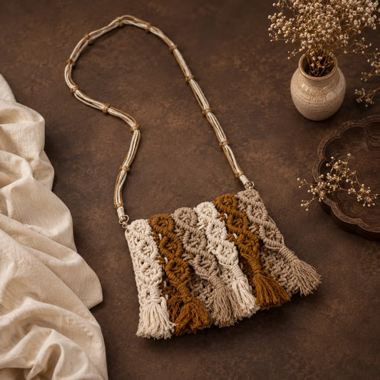 Boho Knot Macrame Tassel Sling Bag