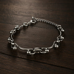 Wave Ball Link Bracelet - Silver 925