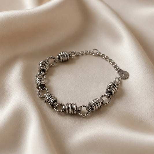 Twisted Coil Link Bracelet - Silver 925