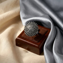 Black Oxidised Floral Rings