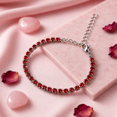 Red Crystal Tennis Bracelet - Silver 925