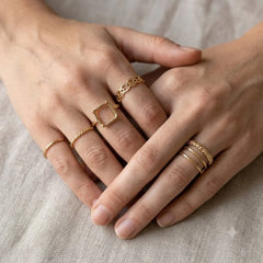 Gold Textured Minimal Ring Combo