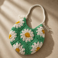 Olive Floral Small Crochet Hand Bag