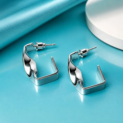 Silver Tonned Twisted Drop Earrings