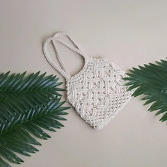 Macrame White Shoulder Bag