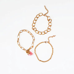 Pack Of 3 Butterfly Link Chain Bracelet Combo