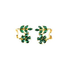 Emerald Leaf Vine Ear Cuffs