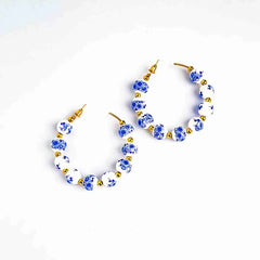 Vinatge Blue Beaded Hoops