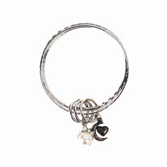 Silver Pearl Charm Bangles