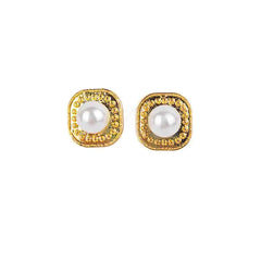 Golden Textured Pearl Studs