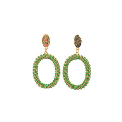Eclectic Green Oval Drop Earrings