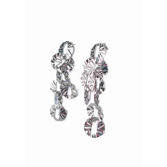 Statement Silver Textured Drop Earrings