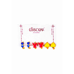 Set Of 3 Colorful Heart Butterfly Hoops Earrings Combo