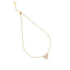 Golden White Heart Pendant Necklace