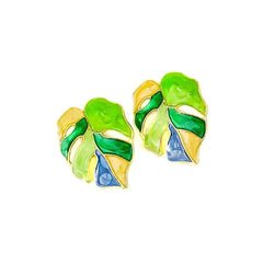 Tropical Leaf Enamel Studs