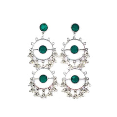 Silver Round Ghungroo Earrings