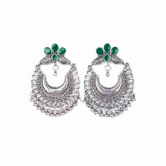 Floral Enamel Chandbali Earrings