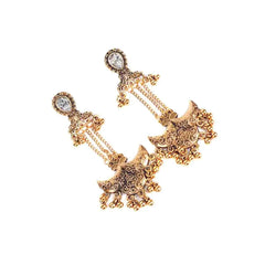Intricate Crescent Antique Gold Earrings